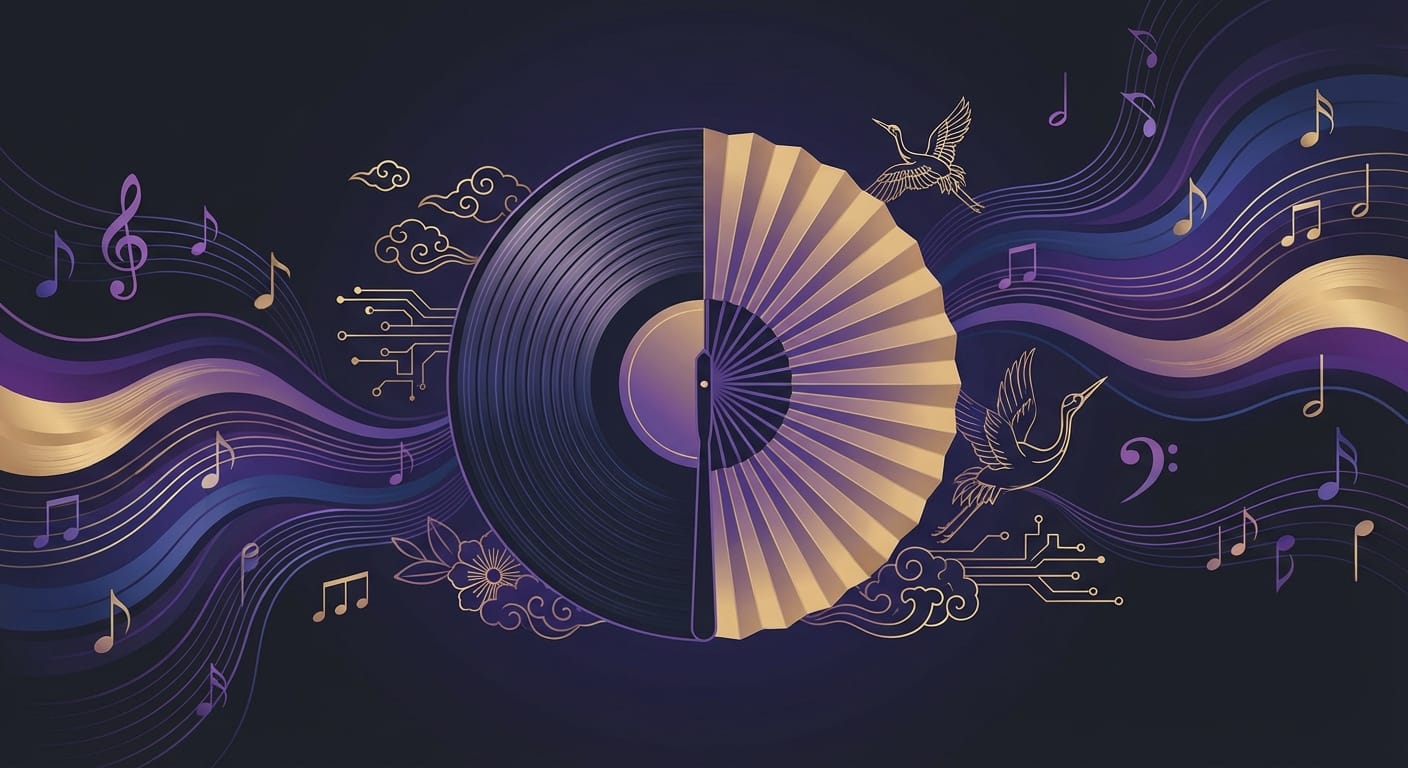 Korean traditional pattern and music fusion illustration