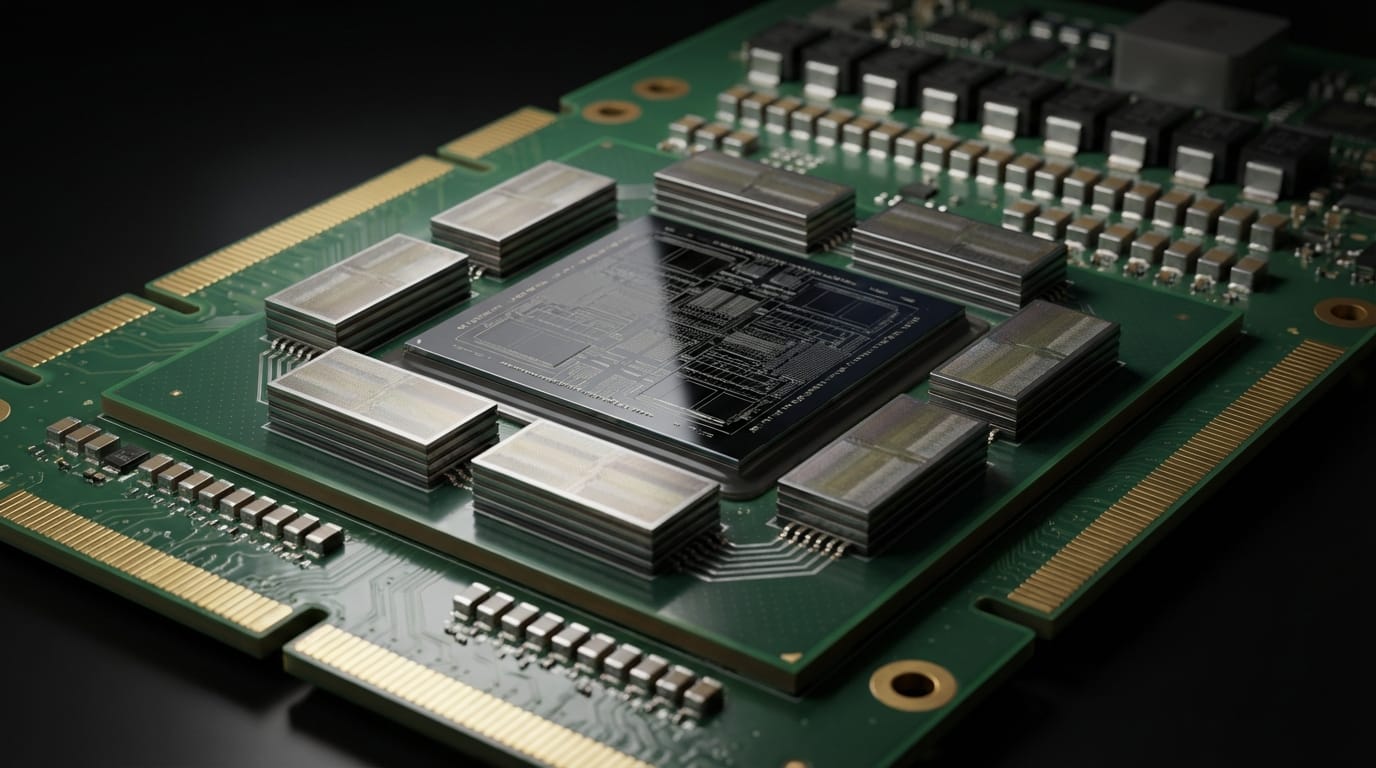 Abstract illustration of the competitive AI chip landscape